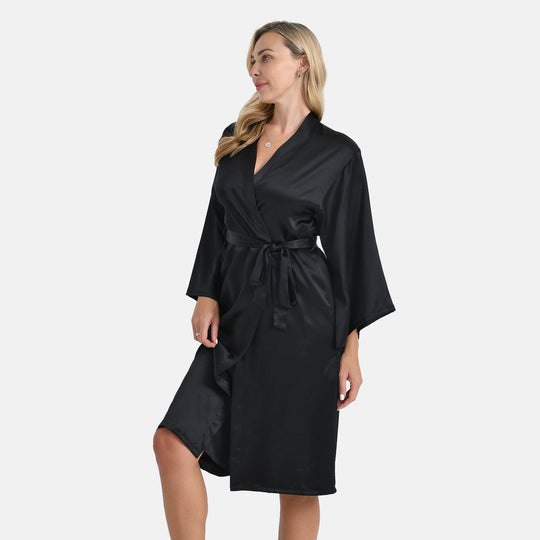 LA MAREY Signature - Kimono lang aus 100% Maulbeerseide, Einheitsgröße, Champagner
