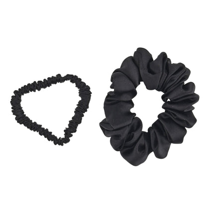 LA MAREY Signature - Seiden-Scrunchies aus 100% Maulbeerseide, 1 cm und 3,5 cm, Himmelblau