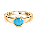 D'Joy AA Sleeping Beauty Türkis Ring 925 Silber 750 Gelb Vergoldet (Größe 18.00) ca. 1,27 ct