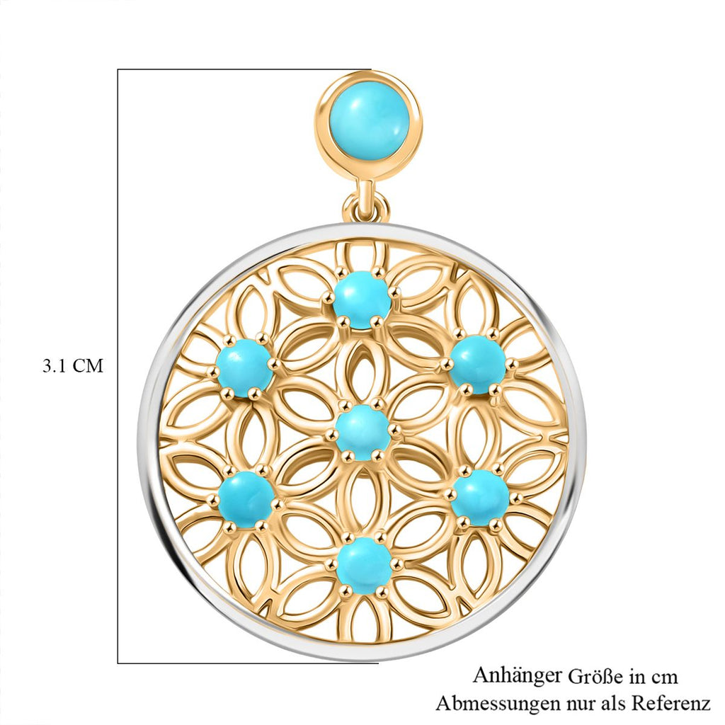 D'Joy AA Sleeping Beauty Türkis Anhänger 925 Silber platiniert und vergoldet ca. 0.98 ct