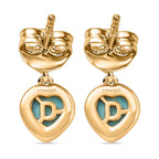 D'Joy Sleeping Beauty Türkis, Blauer Apatit Ohrringe 925 Silber 750 Gelb Vergoldet ca. 0.91 ct
