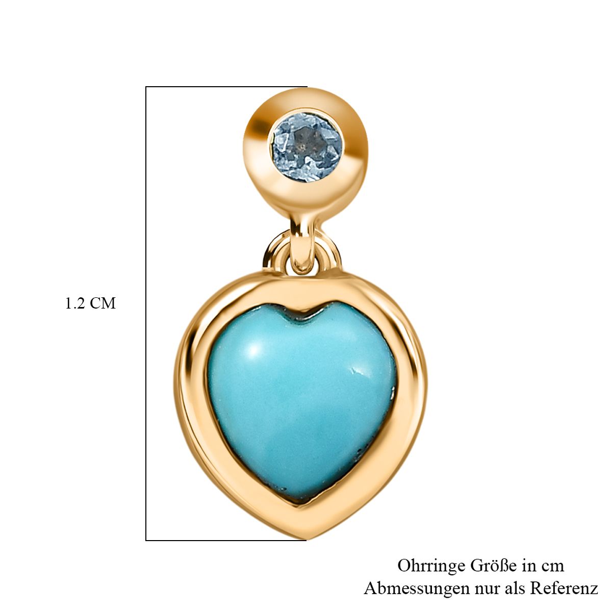 D'Joy Sleeping Beauty Türkis, Blauer Apatit Ohrringe 925 Silber 750 Gelb Vergoldet ca. 0.91 ct