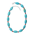 Gefärbter blauer Magnesit, Koralle Halskette ca. 45 cm 316L Edelstahl ca. 375.00 ct