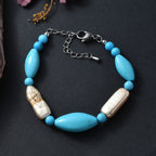 EVER TRUE Gefärbter blauer Magnesit, Goldfarbene gefärbte Perle Armband ca. 19 cm + 5 cm Extender, 316L Edelstahl