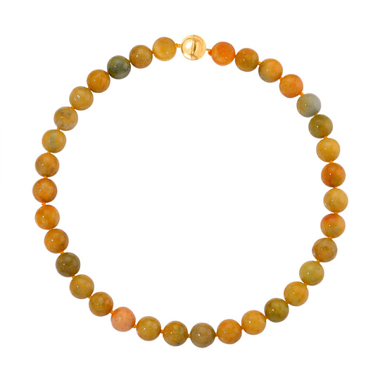Honig Jade Halskette ca. 50 cm 925 Silber Vergoldet ca. 720.00 ct