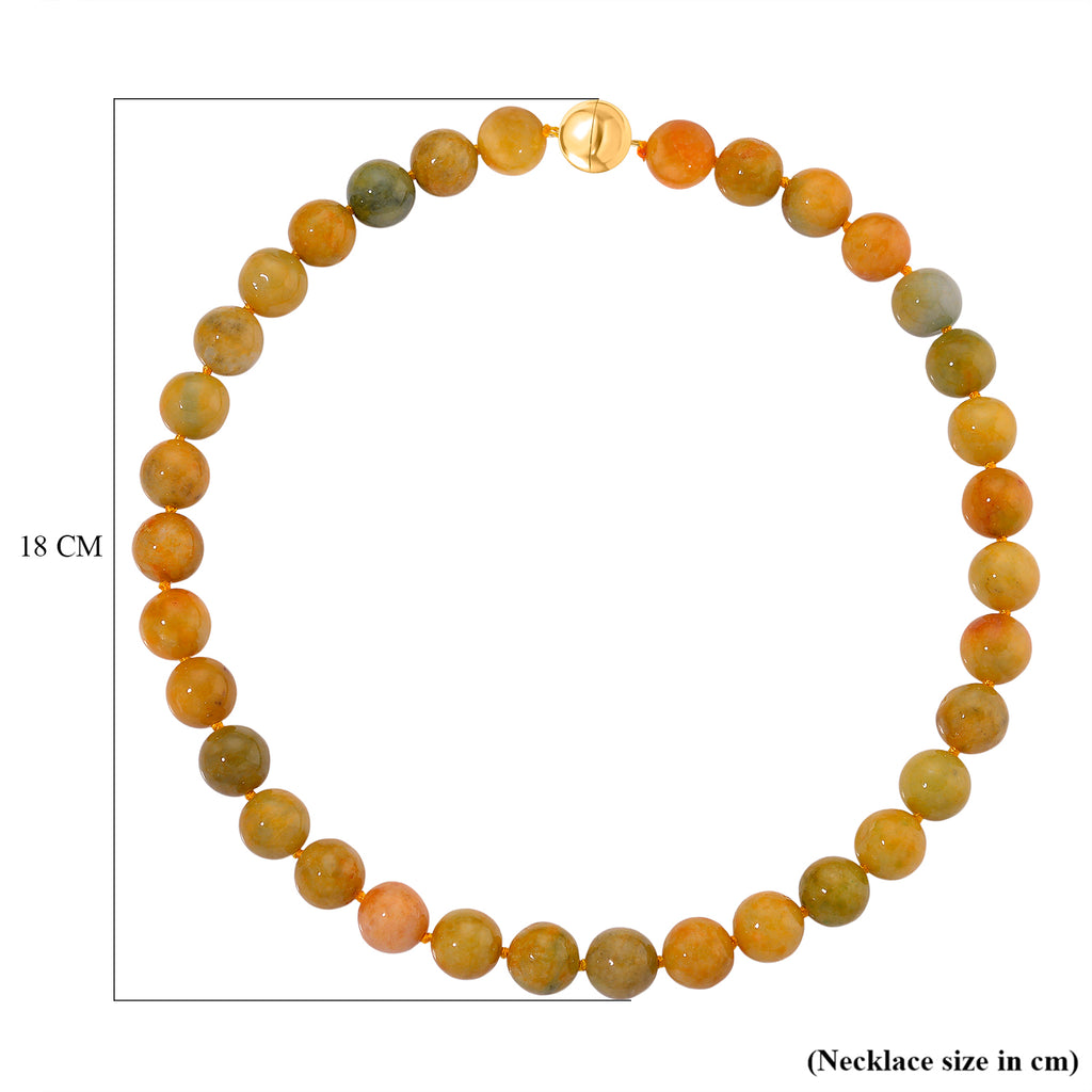 Honig Jade Halskette ca. 50 cm 925 Silber Vergoldet ca. 720.00 ct