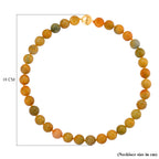 Honig Jade Halskette ca. 50 cm 925 Silber Vergoldet ca. 720.00 ct