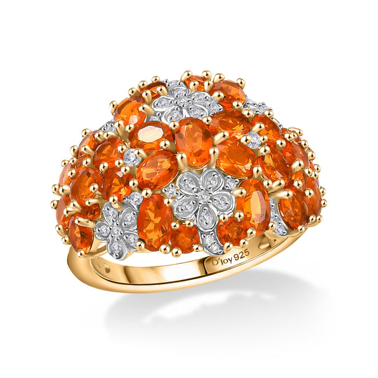 D'Joy AAA Blaze Feueropal Ring 925 Silber 750 Gelbgold Vermeil (Größe 20.00) ca. 3,29 ct