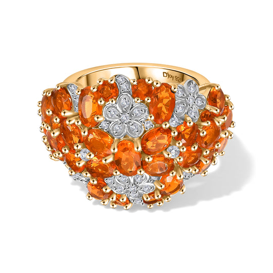D'Joy AAA Blaze Feueropal Ring 925 Silber 750 Gelbgold Vermeil (Größe 20.00) ca. 3,29 ct
