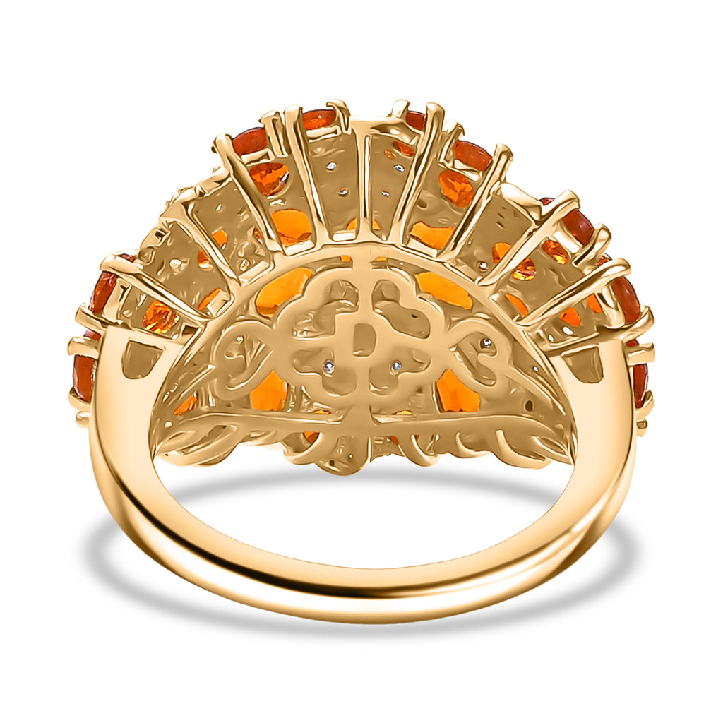 D'Joy AAA Blaze Feueropal Ring 925 Silber 750 Gelbgold Vermeil (Größe 17.00) ca. 3,29 ct