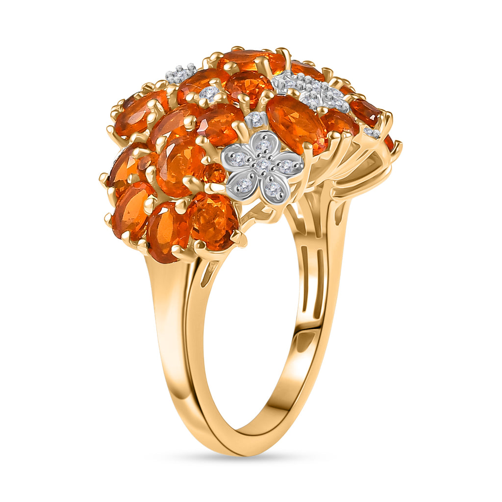 D'Joy AAA Blaze Feueropal Ring 925 Silber 750 Gelbgold Vermeil (Größe 17.00) ca. 3,29 ct
