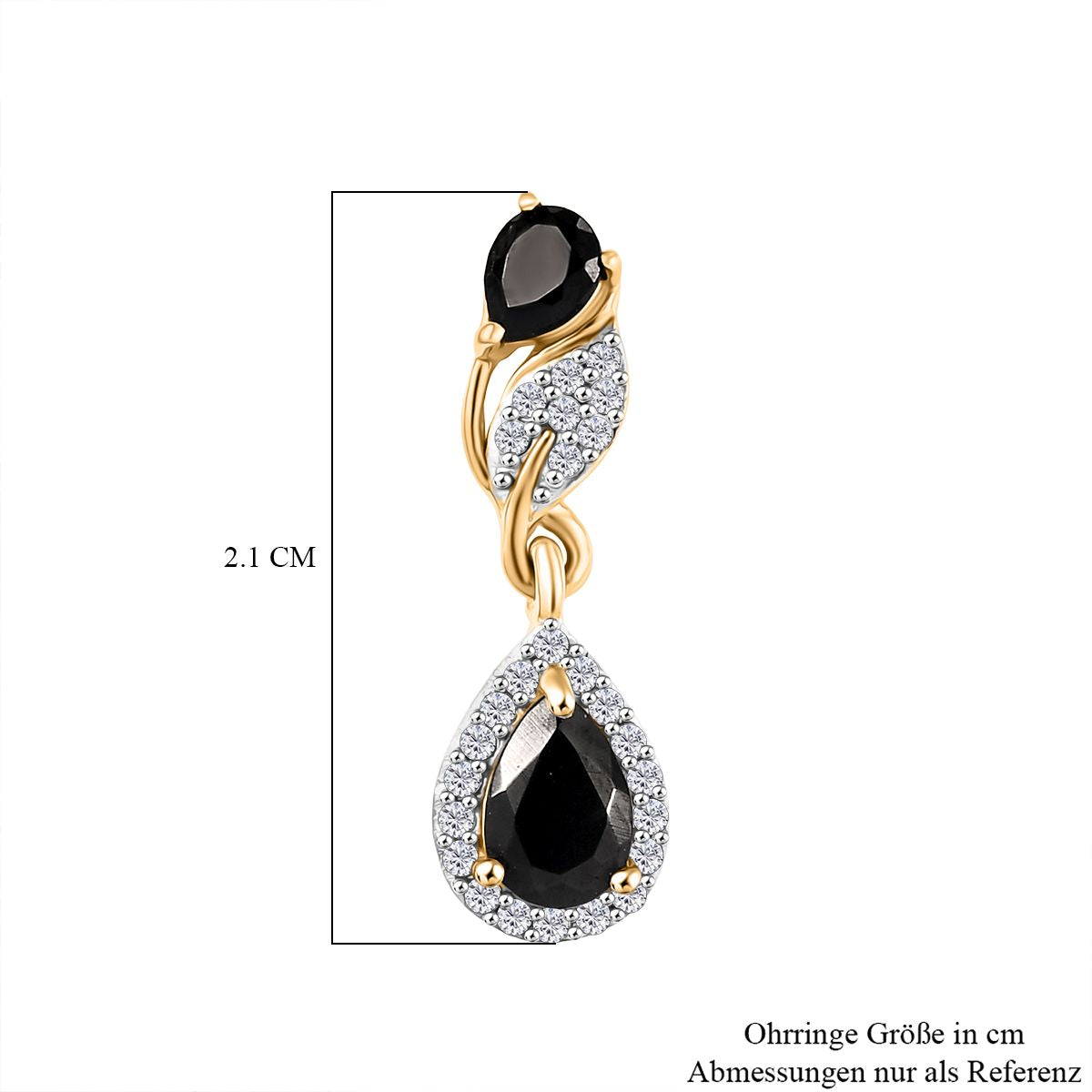 D'Joy Elite Shungit Ohrringe 925 Silber 750 Gelb Vergoldet ca. 1.19 ct