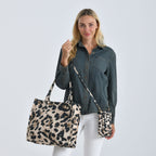 Leopardenmuster Set, Shopper und Handy Umhängetasche, 40 x 12 x 35 cm