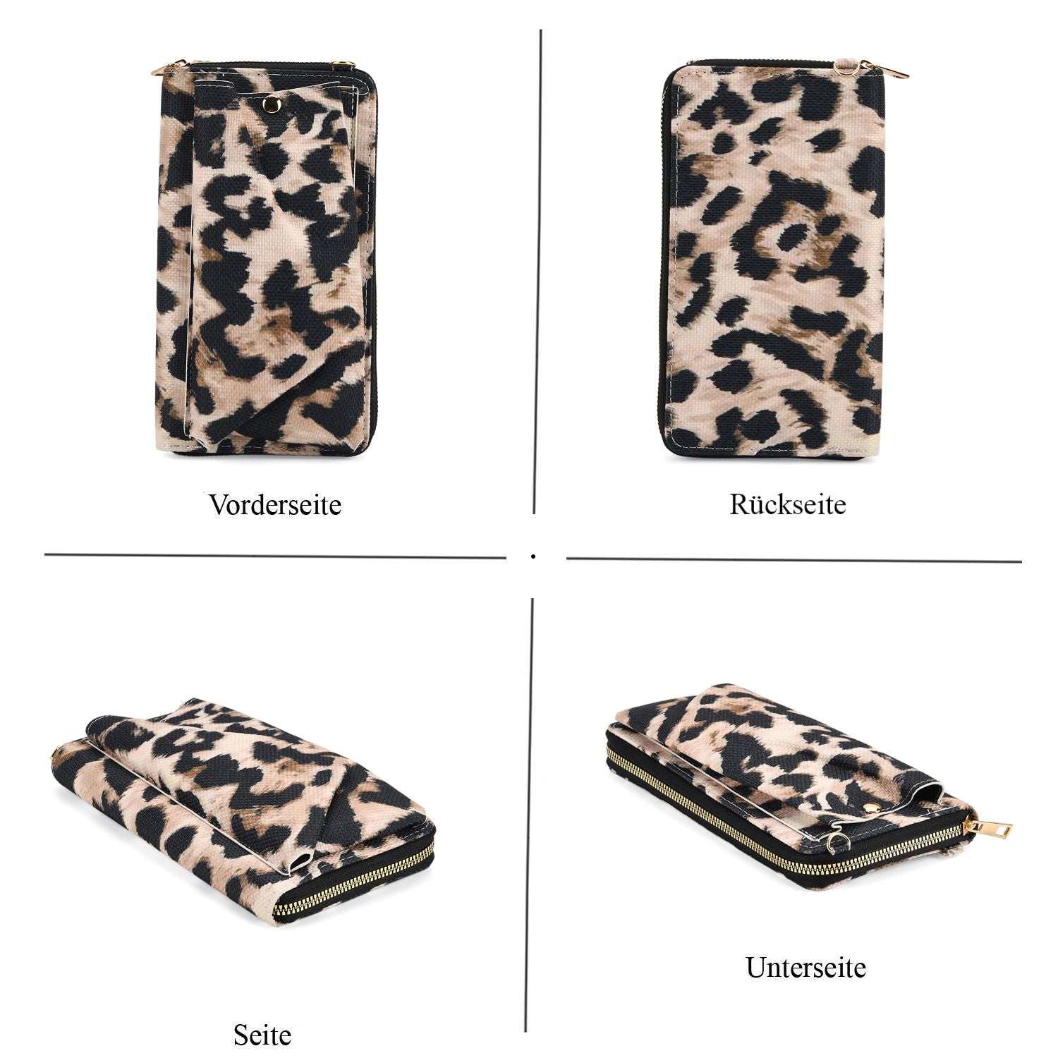 Leopardenmuster Set, Shopper und Handy Umhängetasche, 40 x 12 x 35 cm