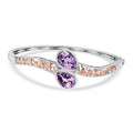 AA Rose De France Amethyst, Weißer Zirkon Armreif ca. 19 cm Nickelfreies Messing ca. 10,44 ct.