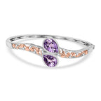 AA Rose De France Amethyst, Weißer Zirkon Armreif ca. 19 cm Nickelfreies Messing ca. 10,44 ct.