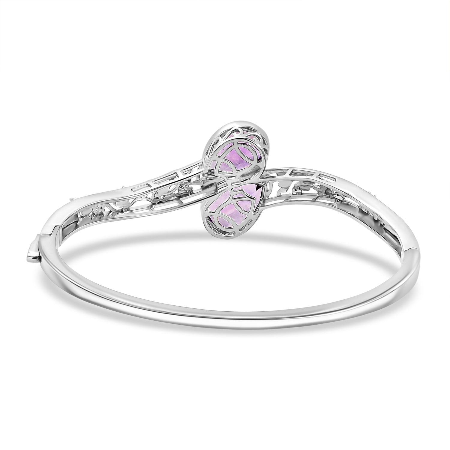 AA Rose De France Amethyst, Weißer Zirkon Armreif ca. 19 cm Nickelfreies Messing ca. 10,44 ct.