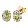 D'Joy Peridot, Weißer Zirkon Ohrringe 925 Silber vergoldet ca. 0,85 ct.