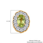 D'Joy Peridot, Weißer Zirkon Ohrringe 925 Silber vergoldet ca. 0,85 ct.