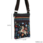 Crossbody-Tasche mit Einhorn, 3 Reißverschlussfächer, verstellbarer Schultergurt (ca. 120 cm), 21x28 cm, Mehrfarbig