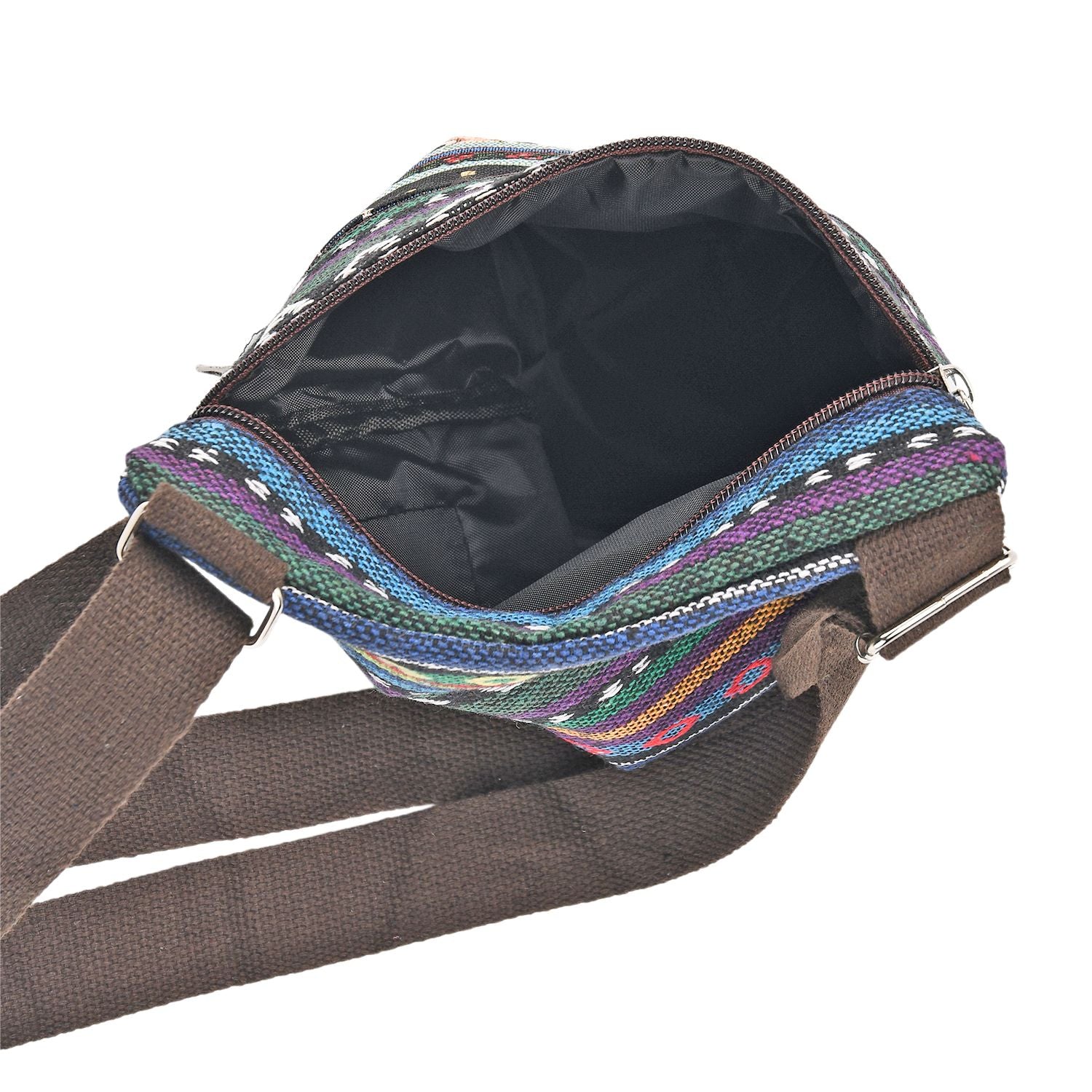 Crossbody-Tasche mit Eulenmotiv, 3 Reißverschlussfächer, verstellbarer Schultergurt (ca. 120 cm), 21x28 cm, Mehrfarbig