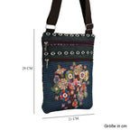 Crossbody-Tasche mit Blumenmotiv, 3 Reißverschlussfächer, verstellbarer Schultergurt (ca. 120 cm), 21x28 cm, Mehrfarbig