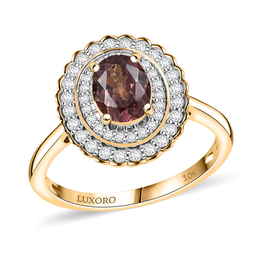 LUXORO AAA Farbwechsel Granat, Weißer Diamant Ring 417 Gold (Größe 18.00)   (10-16 Werktage Lieferzeit) ca. 2,11 ct