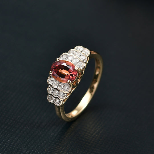 LUXORO AAA Farbwechsel Granat, Weißer Diamant Ring 417 Gold (Größe 17.00)   (10-16 Werktage Lieferzeit) ca. 1,59 ct