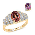 LUXORO AAA Farbwechsel Granat, Weißer Diamant Ring 417 Gold (Größe 17.00) ca. 1,59 ct