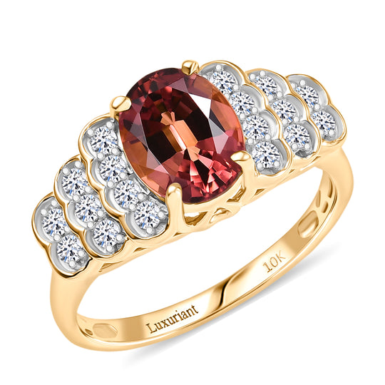 LUXORO AAA Farbwechsel Granat, Weißer Diamant Ring 417 Gold (Größe 17.00)   (10-16 Werktage Lieferzeit) ca. 1,59 ct