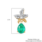 D'Joy Smaragd-Quarz Triplette, Weißer Zirkon Ohrringe 925 Silber platiniert und vergoldet ca. 2.84 ct