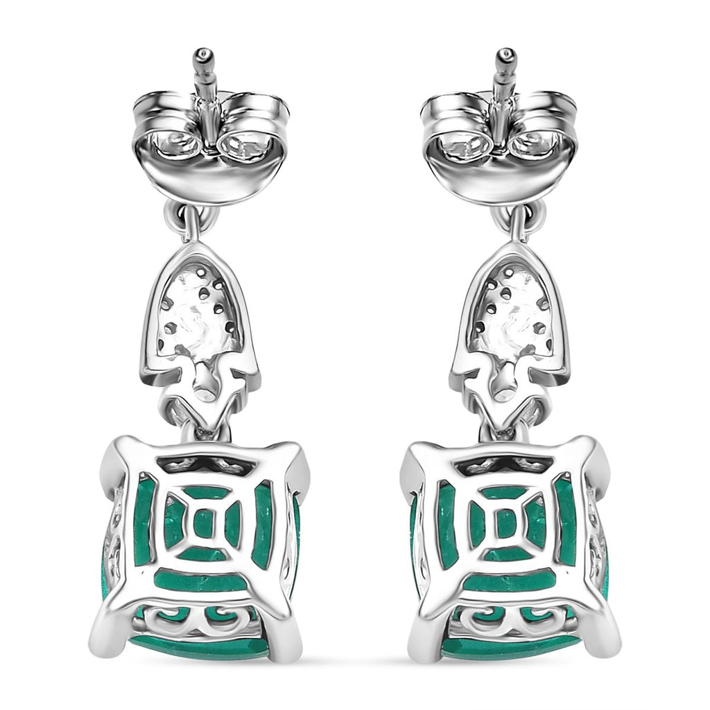 D'Joy Smaragd-Quarz Triplette, Peridot Ohrringe 925 Silber rhodiniert ca. 6,66 ct.