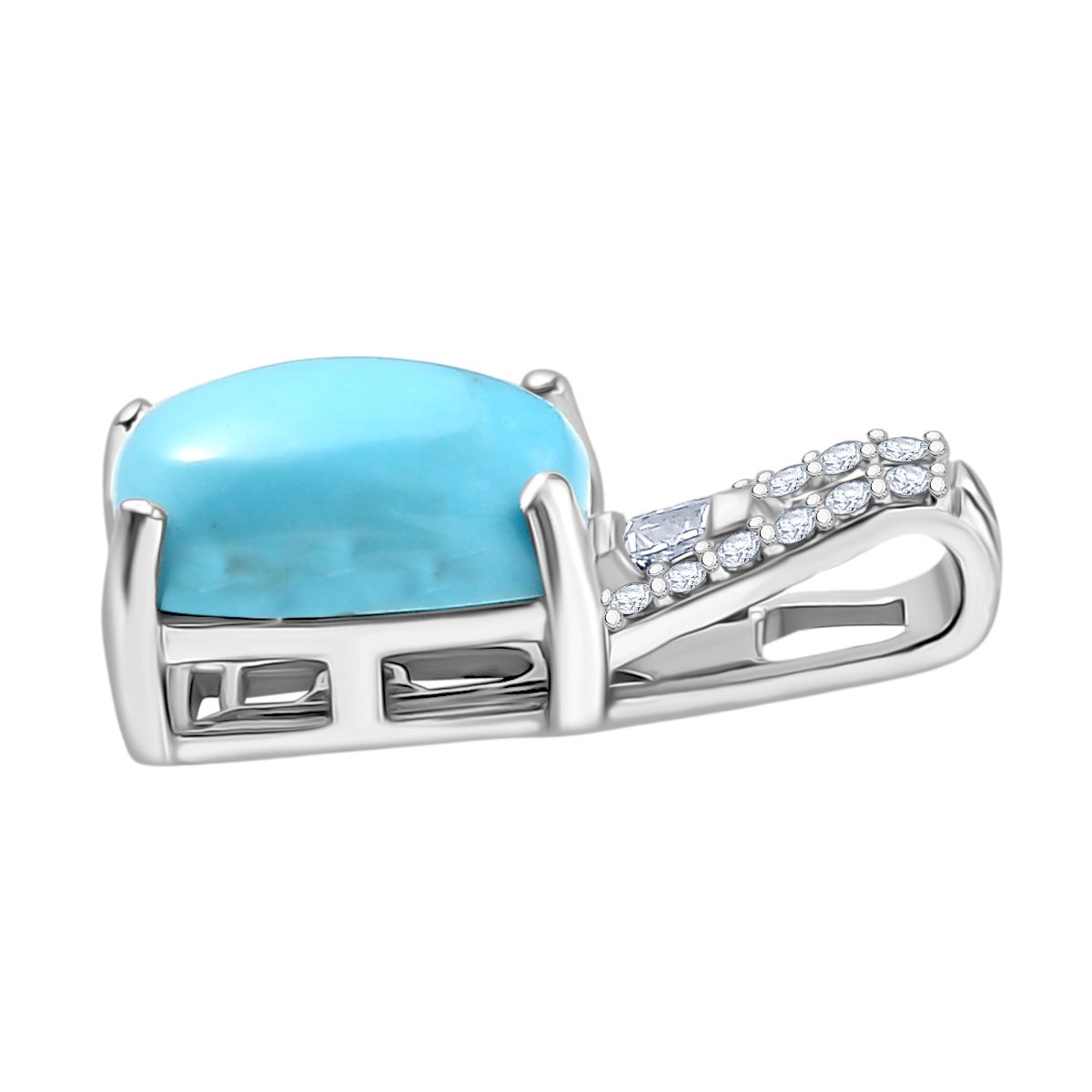 D'Joy AA Sleeping Beauty Türkis, Moissanit Anhänger 925 Silber rhodiniert ca. 1.26 ct