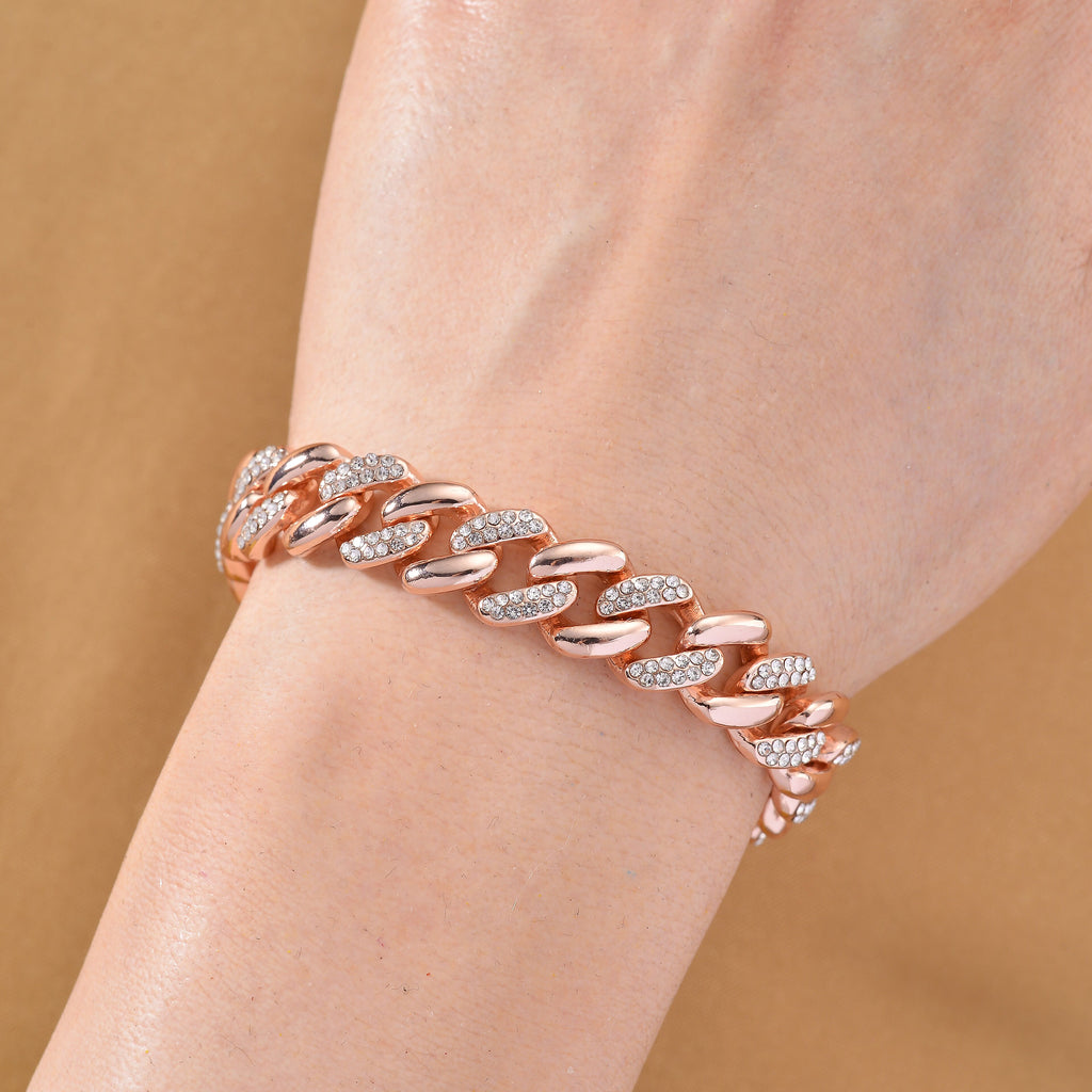 Weißer Kristall Armband ca. 19 cm, Rosefarben