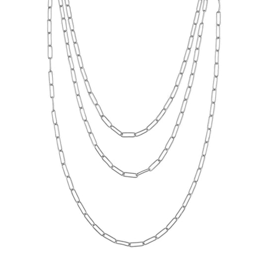 Mehrreihige Gliederkette im Paperclip-Design, Nickelfreies Messing, ca. 43 cm, Goldfarben
