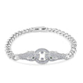 Weißes Zirkonia und grünes Nanokristall 18,5cm Armband in Silberton