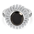 D'Joy Elite Shungit, Weißer Zirkon Ring 925 Silber rhodiniert (Größe 20.00) ca. 3,64 ct