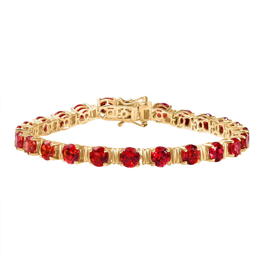 D'joy Lab Grown Padparadscha-Saphir Armband ca. 20 cm 925 Silber 750 Gelbgold Vermeil ca. 28.36 ct