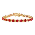 D'joy Lab Grown Padparadscha-Saphir Armband ca. 20 cm 925 Silber 750 Gelbgold Vermeil ca. 28.36 ct