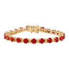 D'joy Lab Grown Padparadscha-Saphir Armband ca. 20 cm 925 Silber 750 Gelbgold Vermeil ca. 28.36 ct