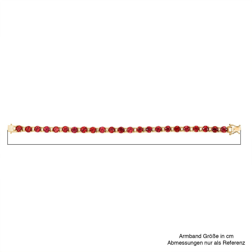 D'joy Lab Grown Padparadscha-Saphir Armband ca. 20 cm 925 Silber 750 Gelbgold Vermeil ca. 28.36 ct