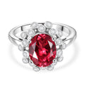 D'joy Lab Grown Padparadscha-Saphir, Weißer Zirkon Ring 925 Silber rhodiniert (Größe 19.00) ca. 4.02 ct