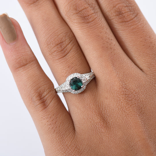 LUXORO AAA Pirineu Lagoon Tourmaline, Weißer Diamant Ring 417 Gold (Größe 17.00)   (10-16 Werktage Lieferzeit) ca. 1,28 ct