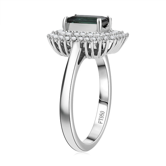 Rhapsody AAAA Pirineu Lagoon Tourmaline, Weißer Diamant Ring 950 Platin (Größe 18.00)   (10-16 Werktage Lieferzeit) ca. 1,89 ct