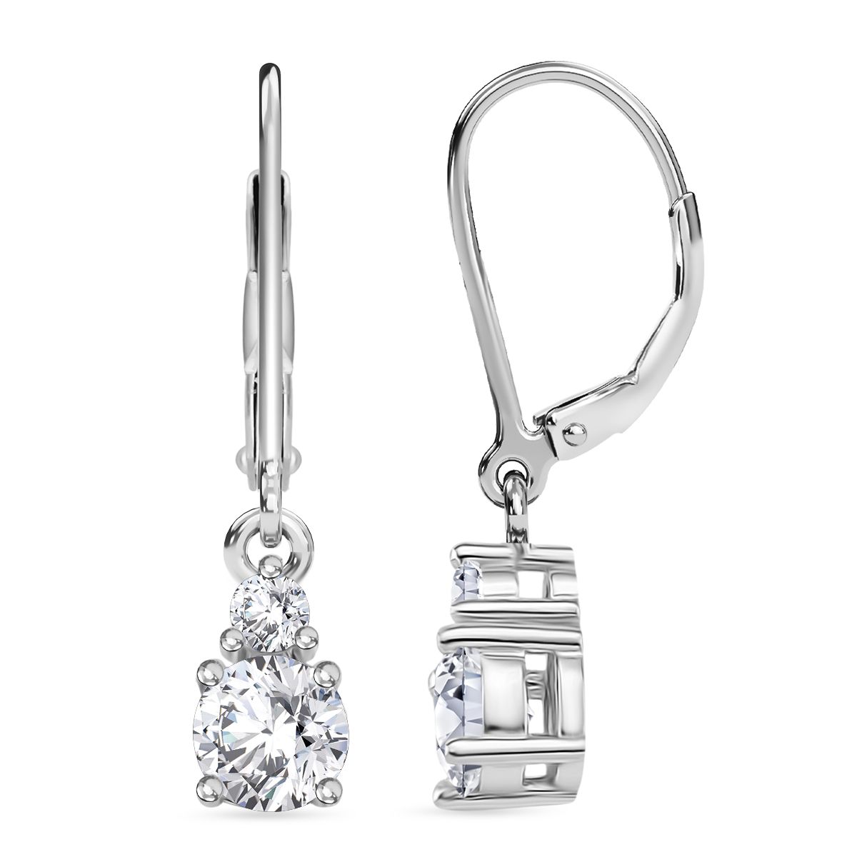 RADIANTA GRA zertifiziert Moissanit (D-VVS) Ohrringe 925 Silber rhodiniert ca. 1.12 ct
