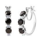 D'Joy Elite Shungit, Weißer Zirkon Ohrringe 925 Silber rhodiniert ca. 2.49 ct