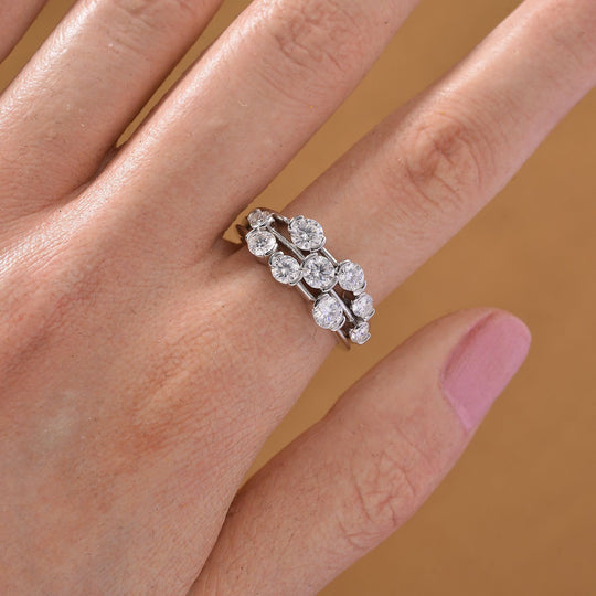 RADIANTA GRA zertifiziert Moissanit (D-VVS) Ring 925 Silber rhodiniert (Größe 16.00) ca. 1.46 ct