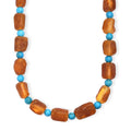 Bernstein und blaue gefärbte Magnesit 50cm Halskette - 140 ct.
