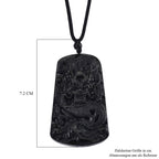 Schwarze Jadeit Anhänger mit verstellbarem Baumwollband, ca. 125.00 ct