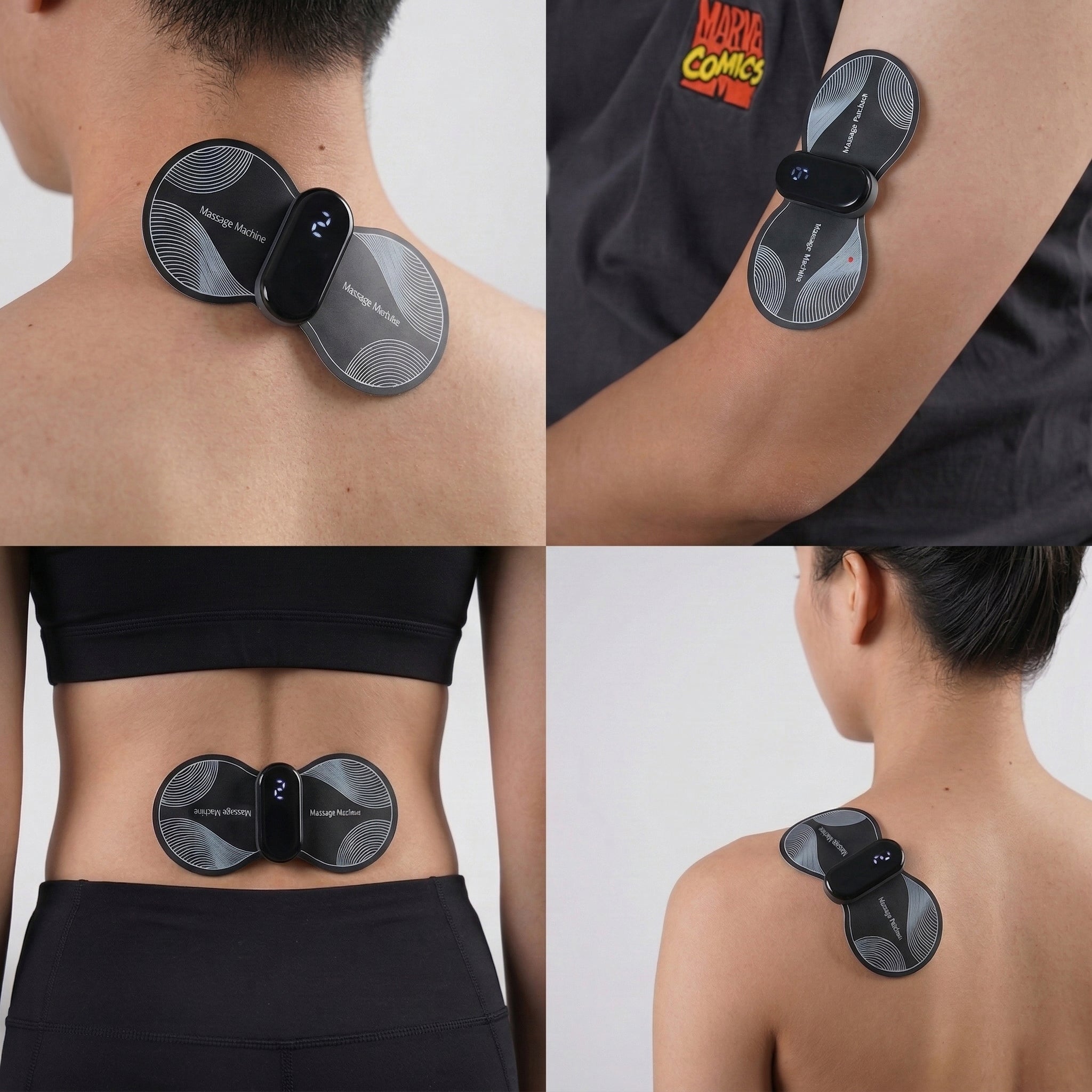 4-in-1 EMS Impuls Massagegerät, kabellos, 9 Intensitätsstufen, grau